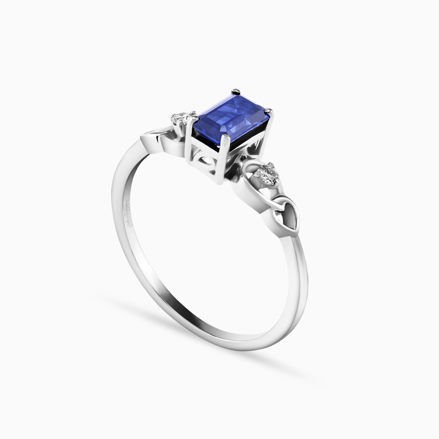 Baguette Diamond & Blue Stone Ring in 18K Gold - 2 Baguette Diamond & Blue Stone Ring in 18K Gold - 2