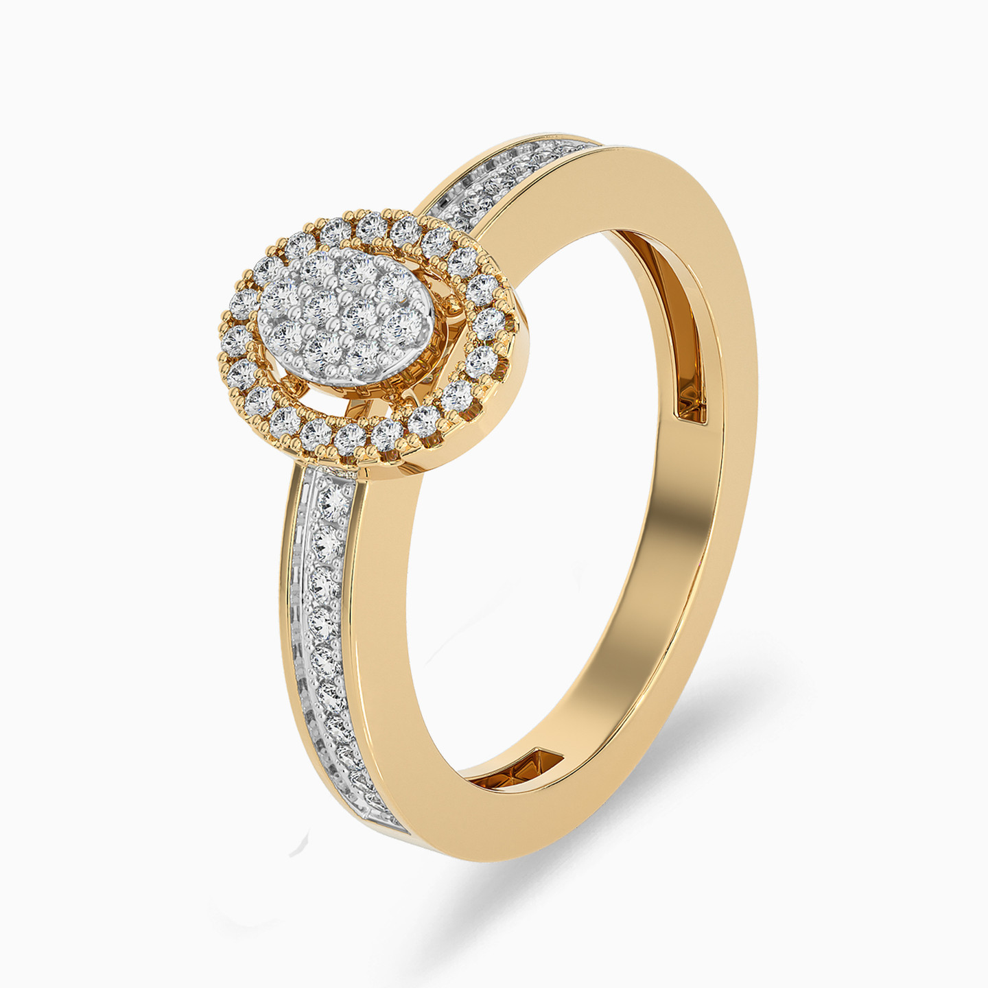 Oval Diamond & Enamel Coated Twin Rings in 18K Gold - 3 Oval Diamond & Enamel Coated Twin Rings in 18K Gold - 3