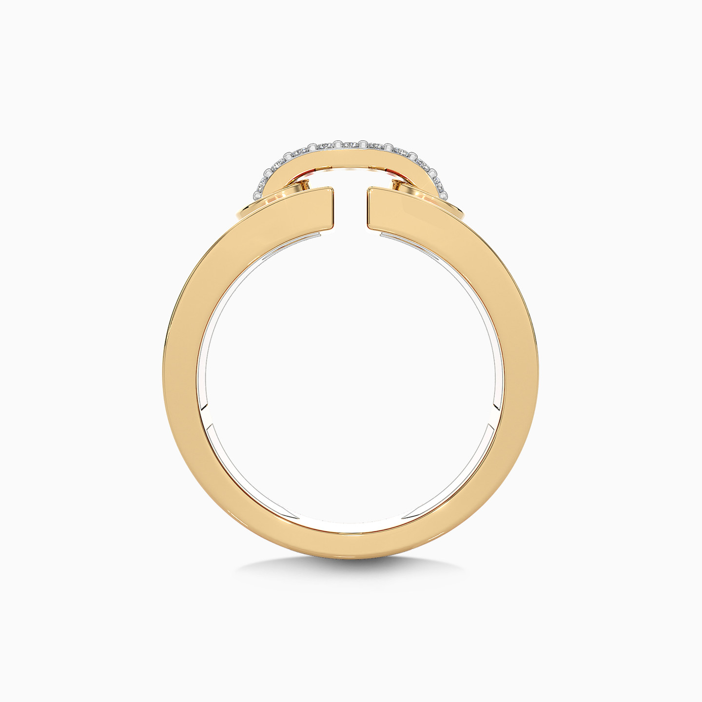Link Diamond & Enamel Coated Ring in 18K Gold - 2 Link Diamond & Enamel Coated Ring in 18K Gold - 2