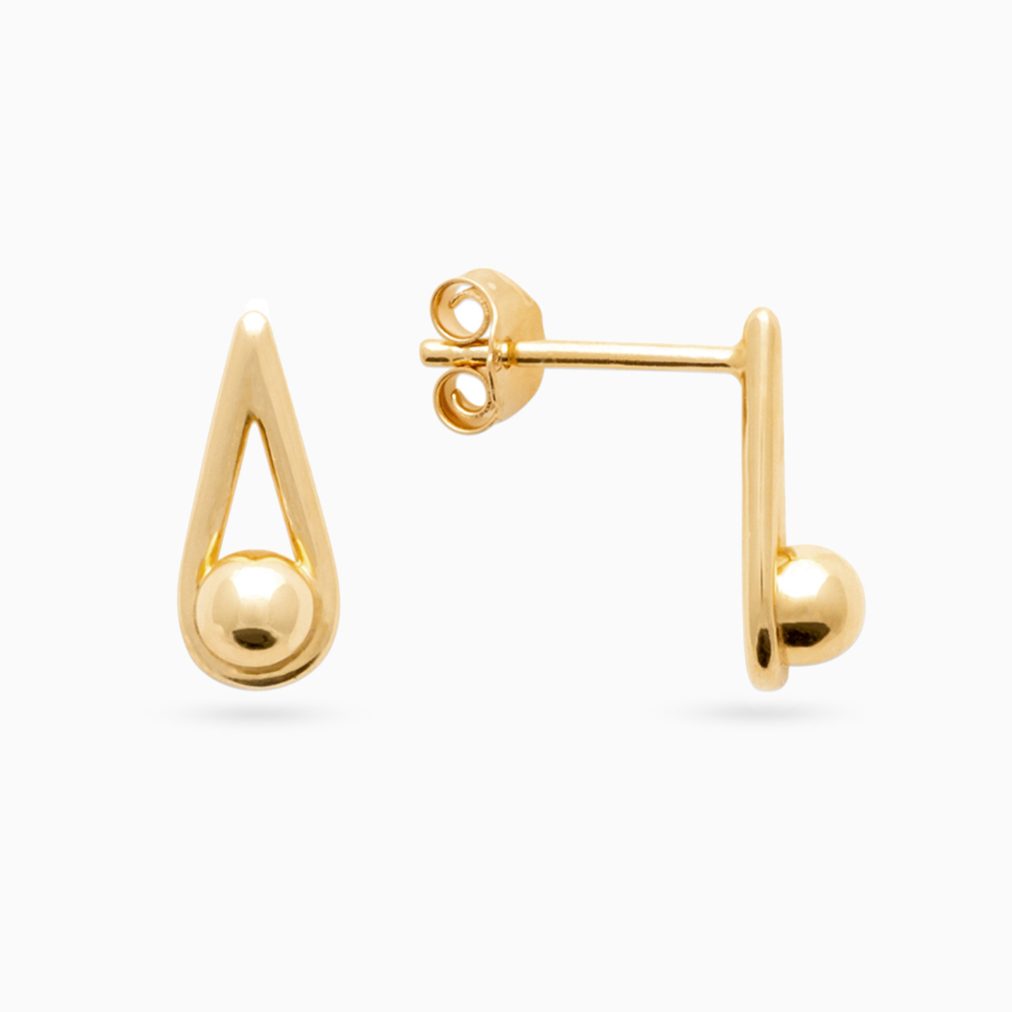 Pear Gold Plated Stud Earrings - 3 Pear Gold Plated Stud Earrings - 3