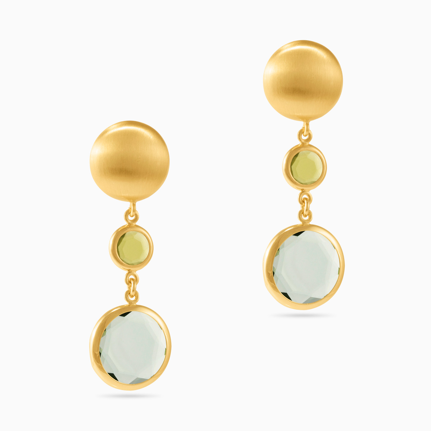 Gold Plated Colored Stones Drop Earrings