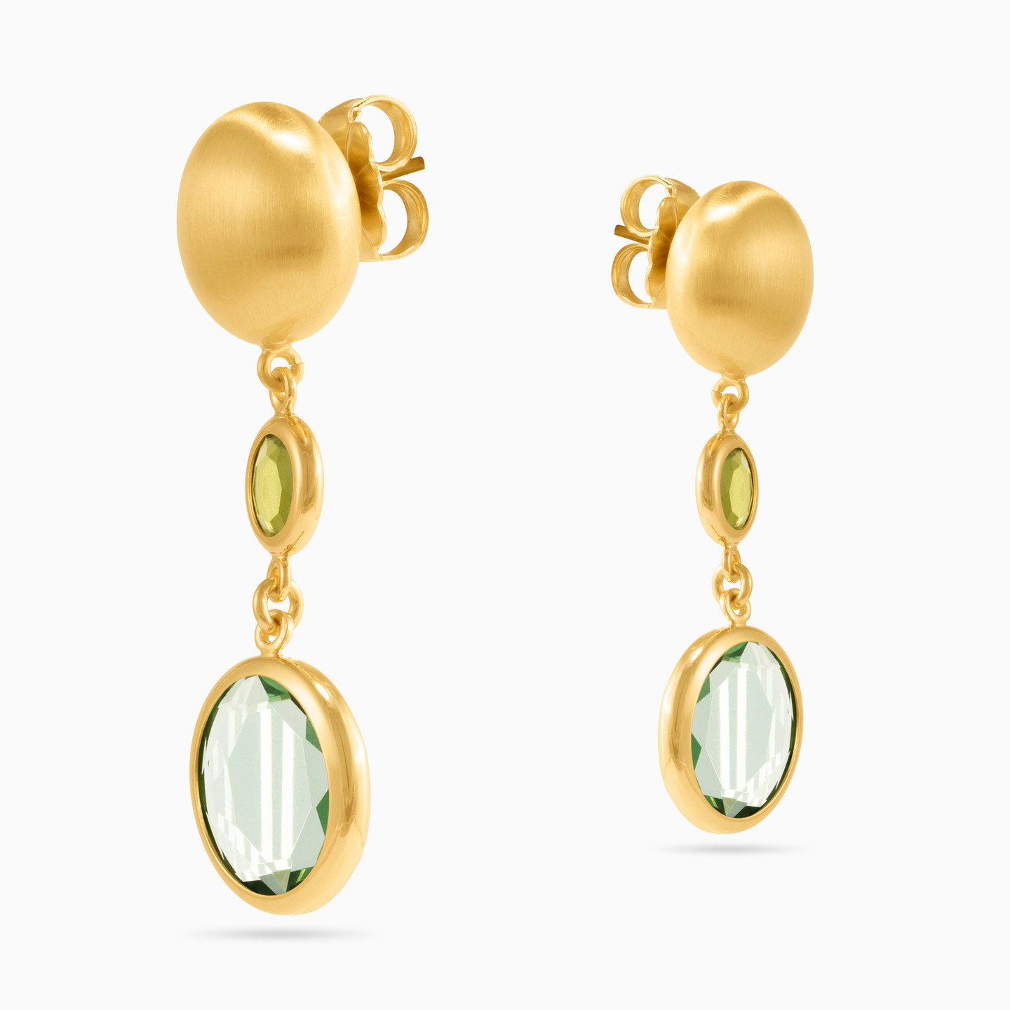 Gold Plated Colored Stones Drop Earrings - 3