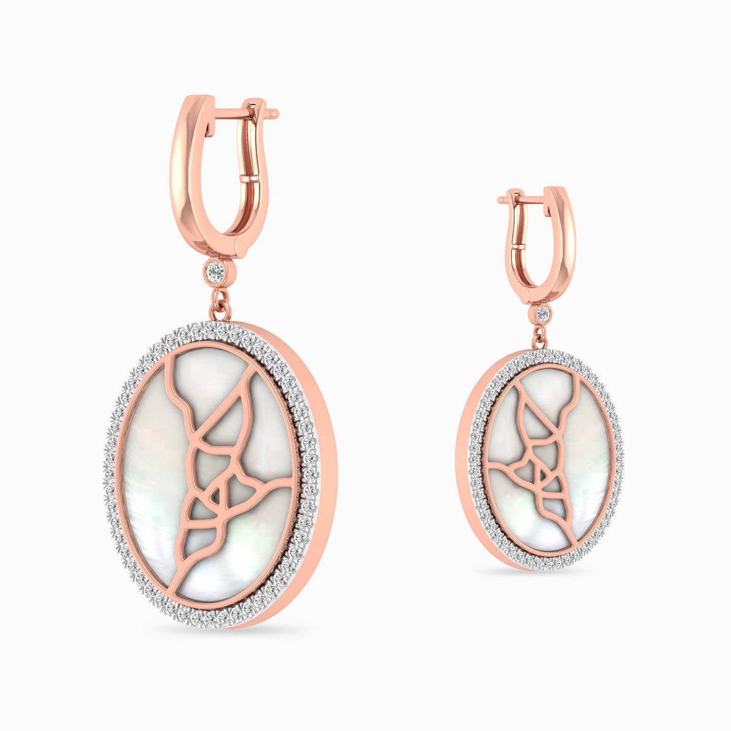 Circle Diamond & Pearl Drop Earrings in 18K Gold - 3 Circle Diamond & Pearl Drop Earrings in 18K Gold - 3