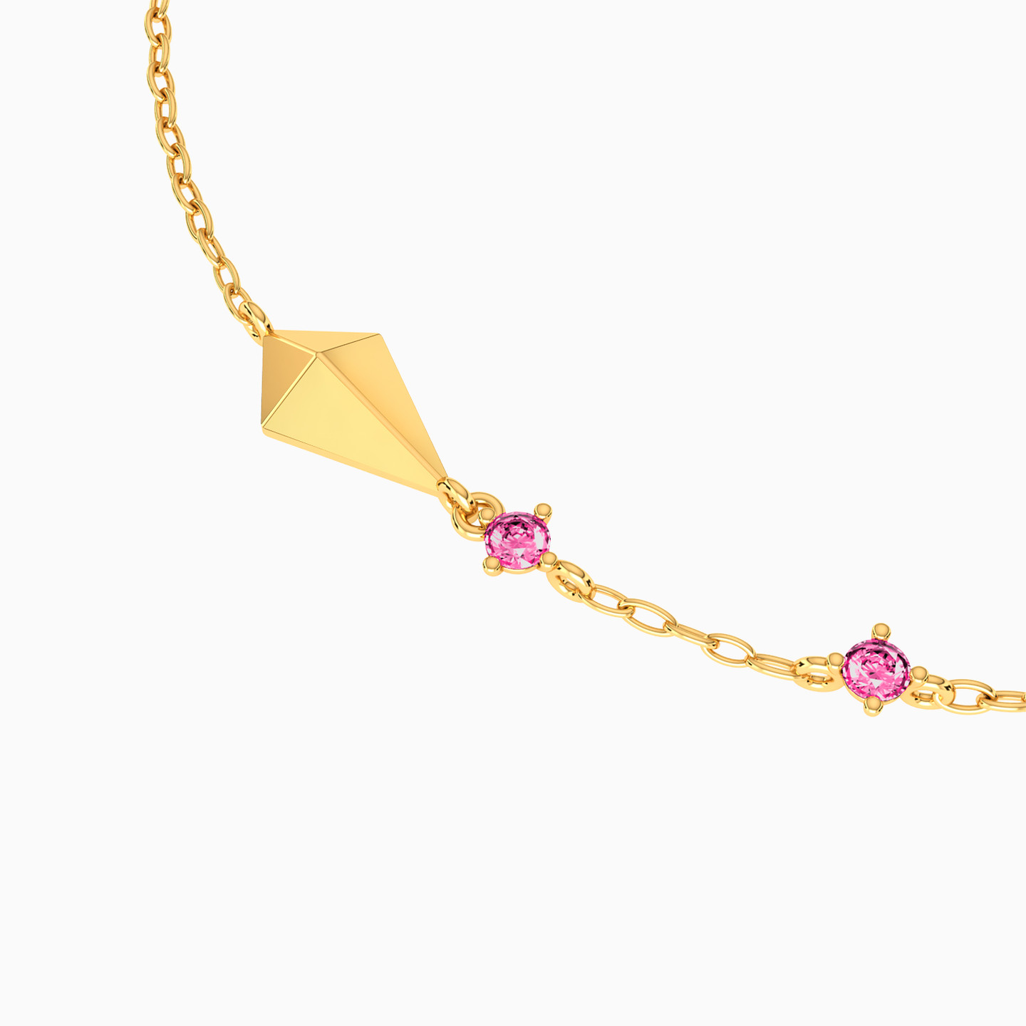 18K Gold Colored Stones Chain Bracelet - 3