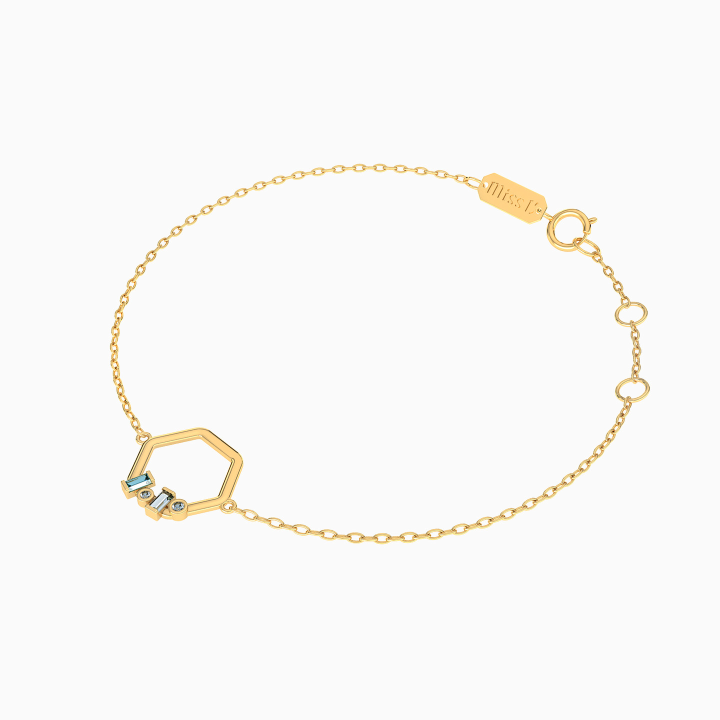 18K Gold Colored Stones Chain Bracelet - 2