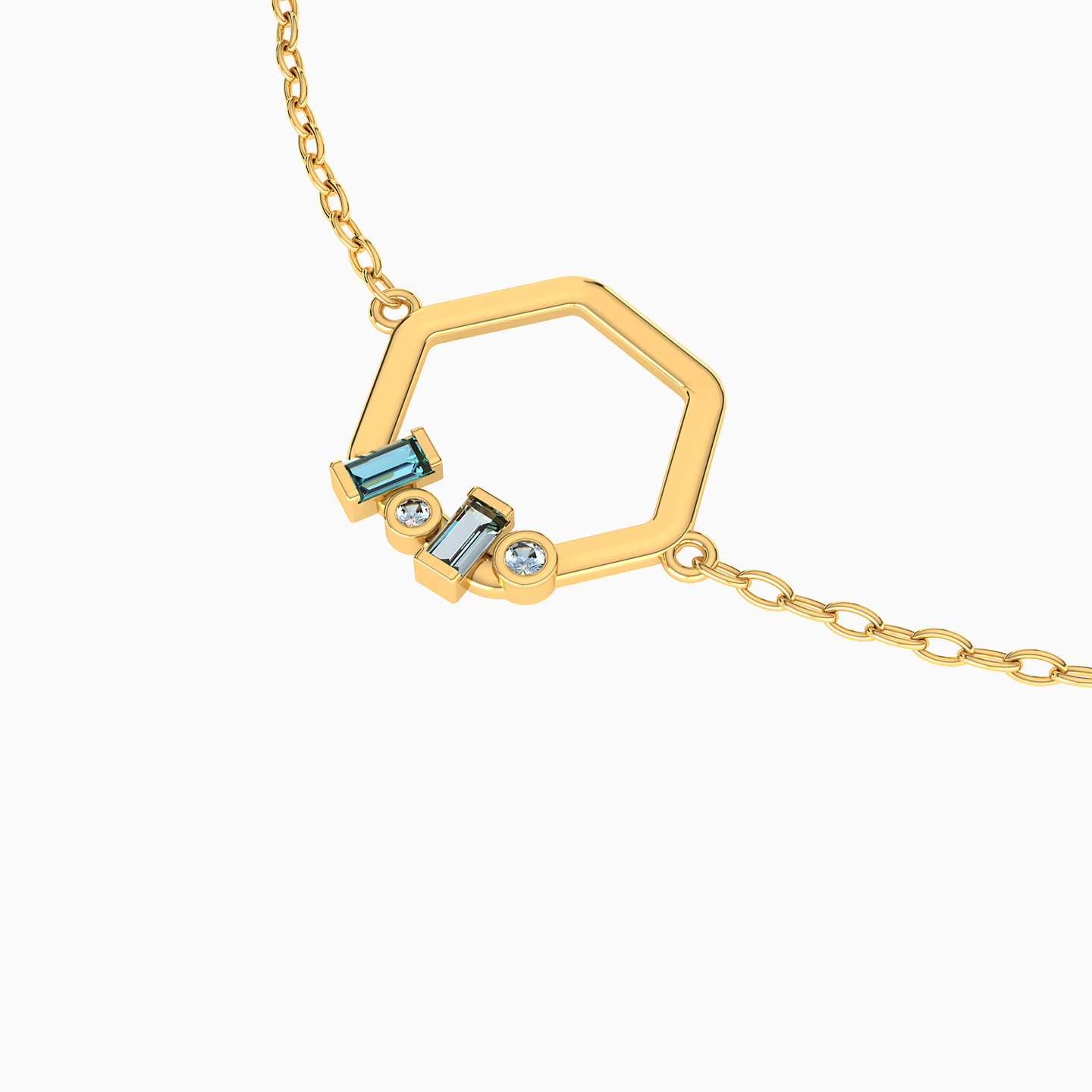 أسورة ذهب سداسية عيار 18 قيراط مزينة بالأحجار الملونة - 3 أسورة ذهب سداسية عيار 18 قيراط مزينة بالأحجار الملونة - 3