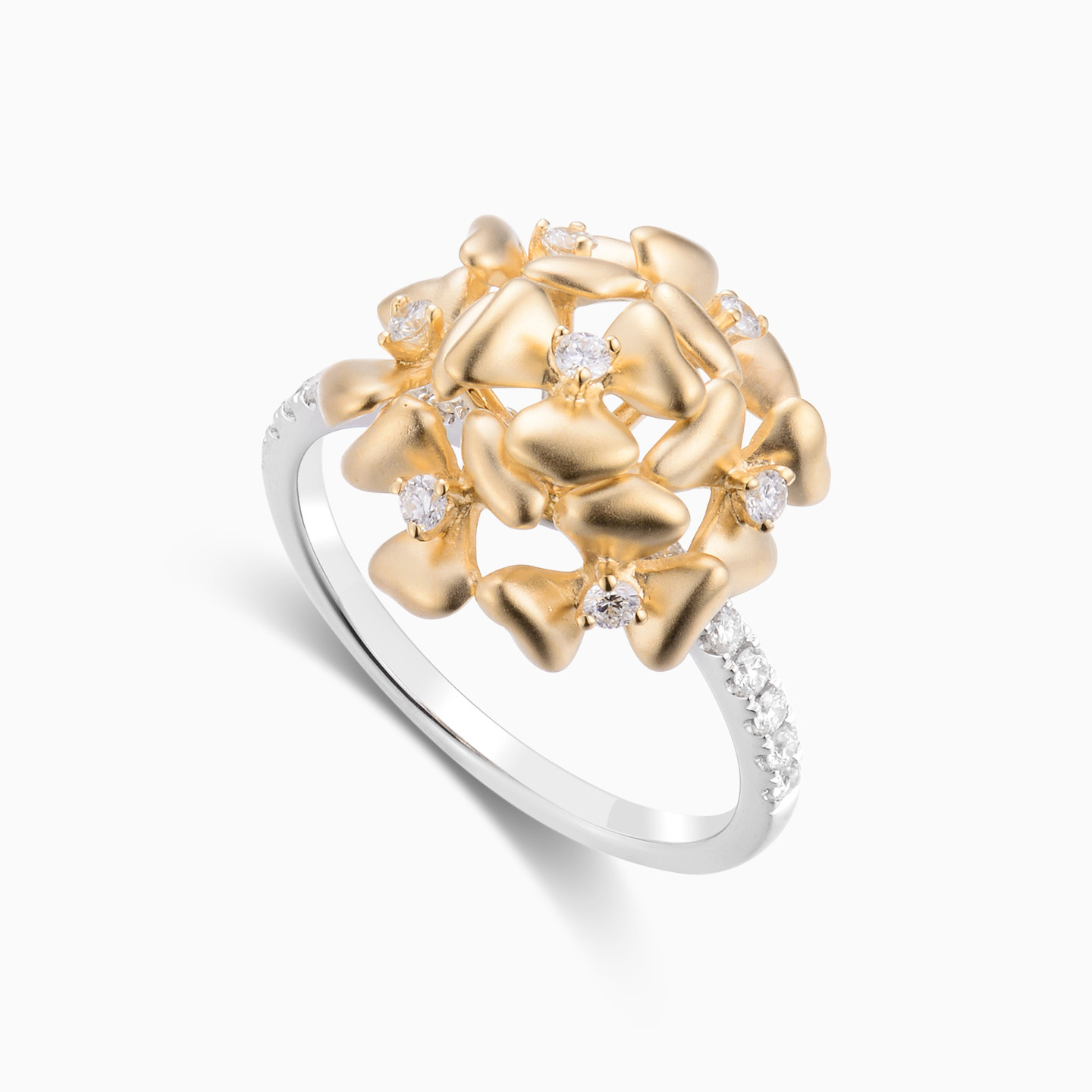 Flower Diamond Ring in 18K Gold - 3 Flower Diamond Ring in 18K Gold - 3