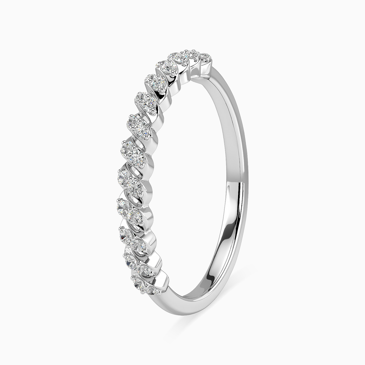 Circle Diamond Twin Rings in 18K Gold - 5