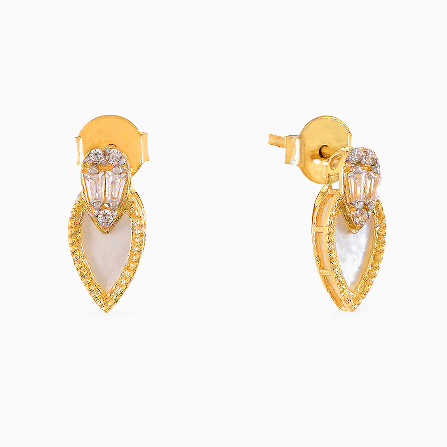 18K Gold Diamond & Colored Stones Stud Earrings - 2