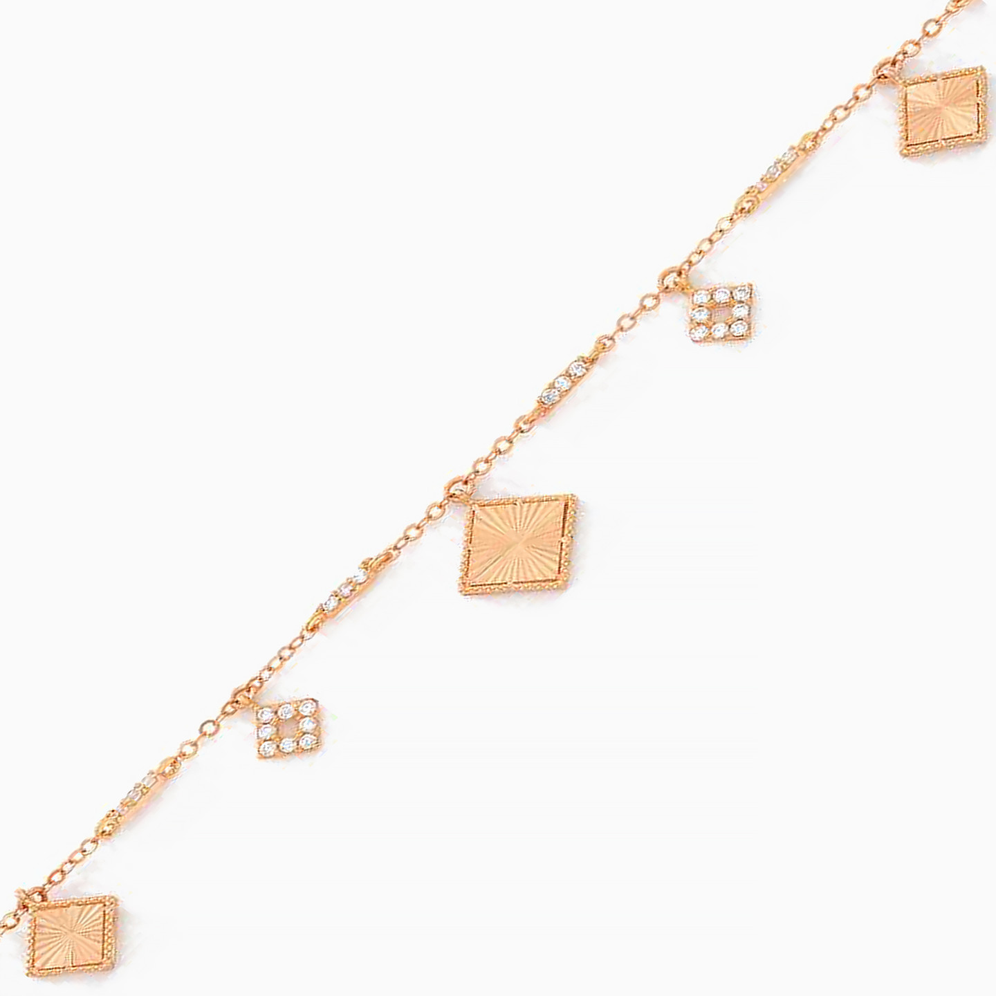 Square Cubic Zirconia Chain Anklet in 21K Gold