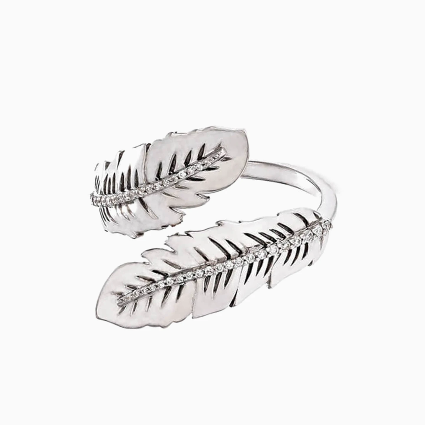 Feather Diamond Two-headed Ring in 18K Gold - 2 Feather Diamond Two-headed Ring in 18K Gold - 2