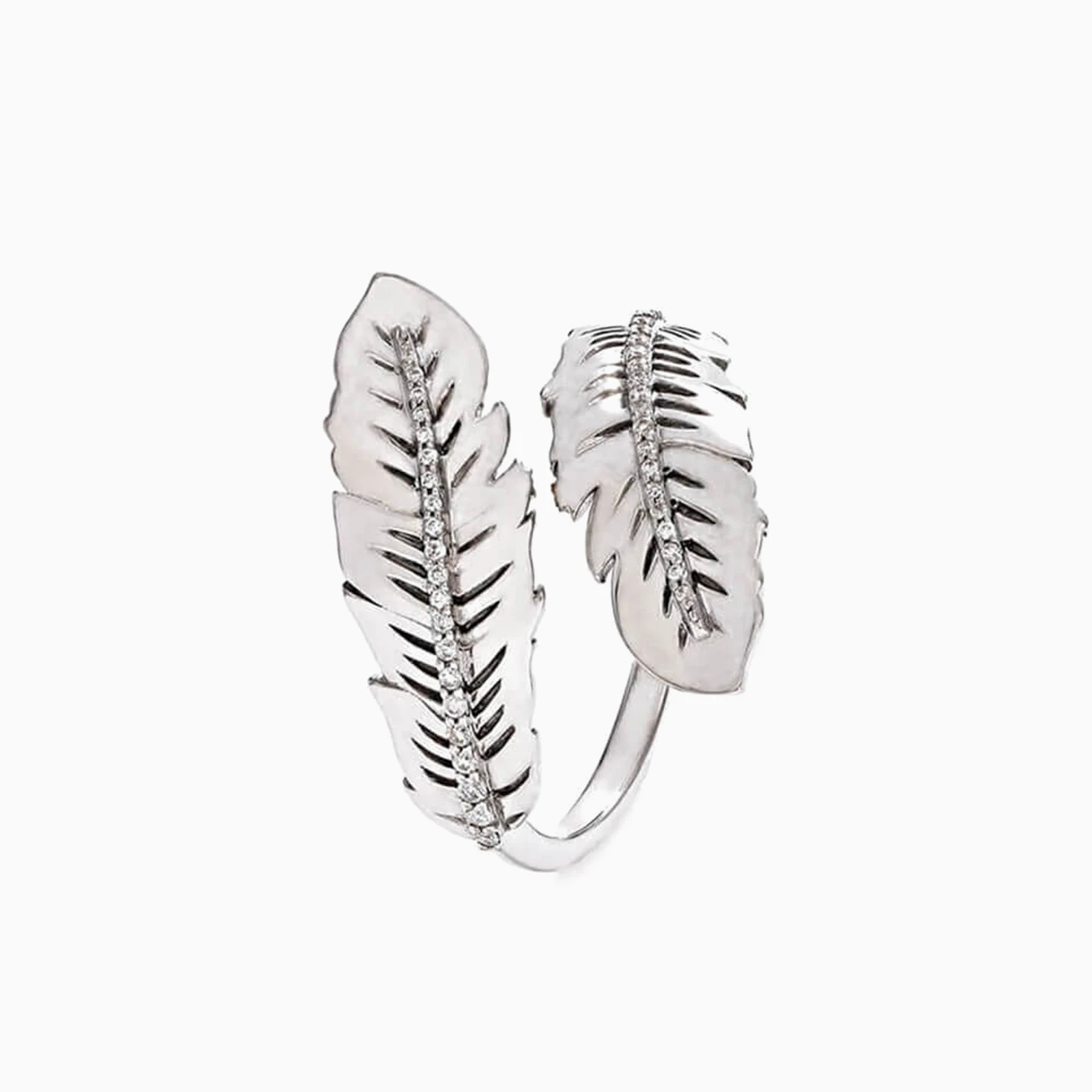 Feather Diamond Two-headed Ring in 18K Gold - 3 Feather Diamond Two-headed Ring in 18K Gold - 3