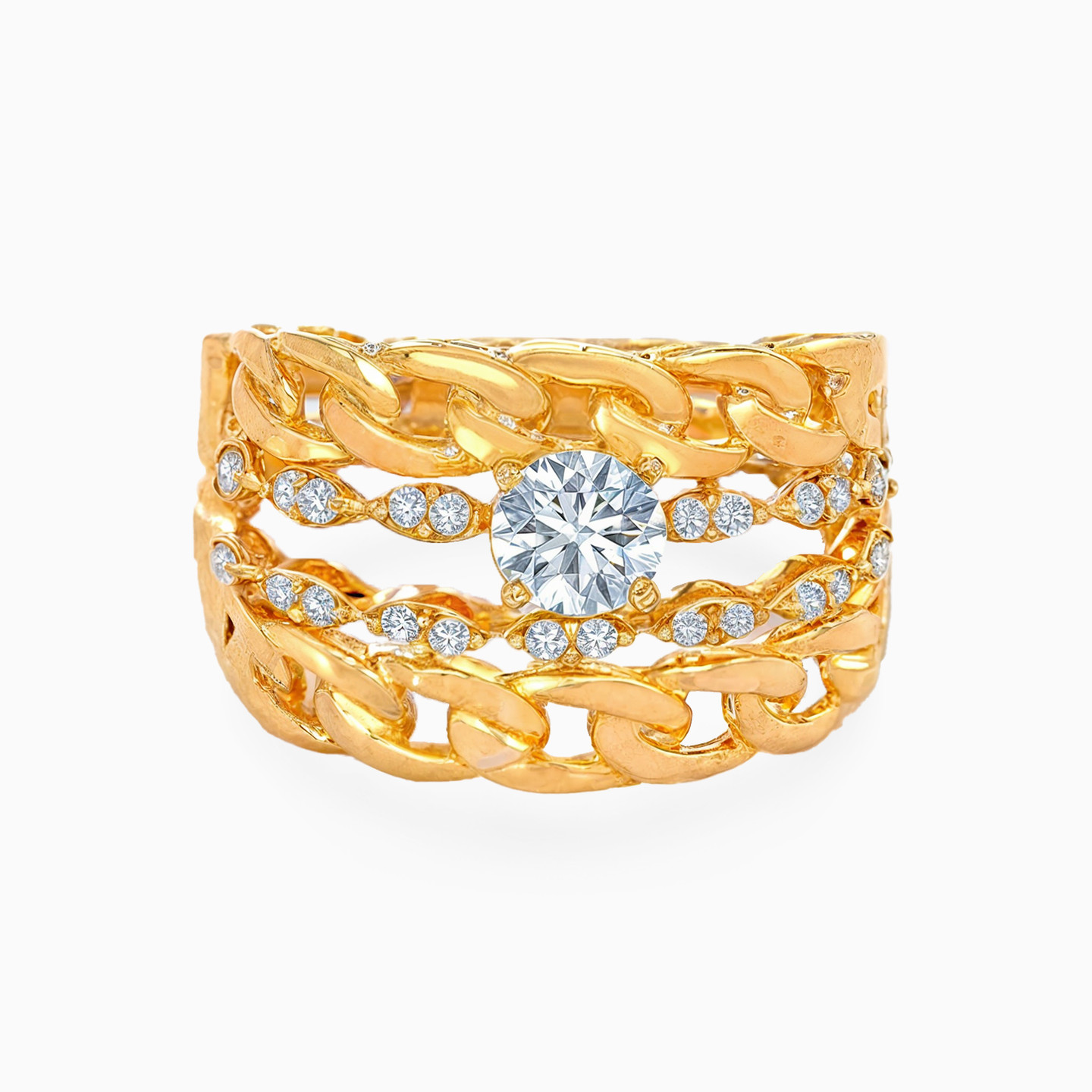 21K Gold Cubic Zirconia Twins Ring