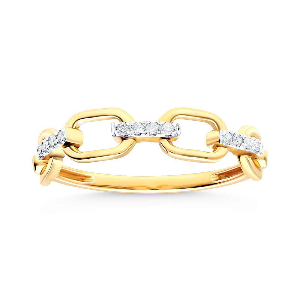 Link Diamond Ring in 18K Gold - 4 Link Diamond Ring in 18K Gold - 4