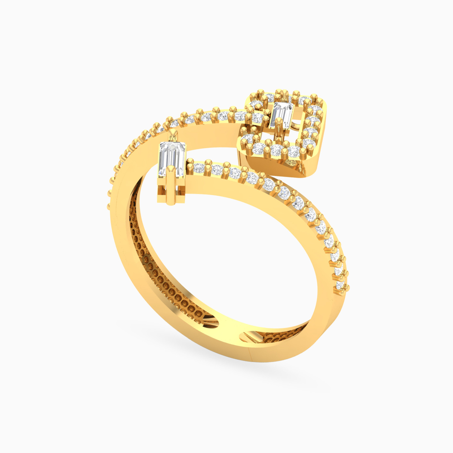 18K Gold Cubic Zirconia Two-headed Ring - 2