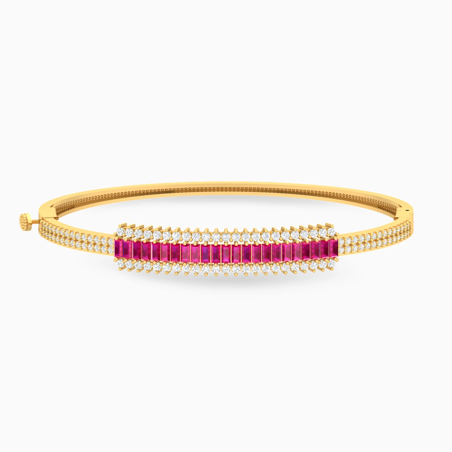 Baguette Rose Stone Bangle Bracelet in 18K Gold Baguette Rose Stone Bangle Bracelet in 18K Gold