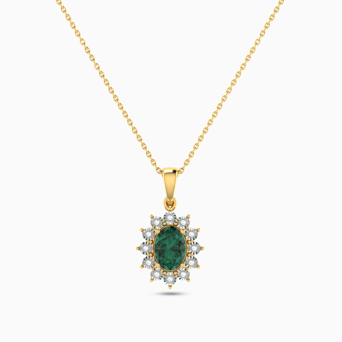 18K Gold Diamond & Colored Stones Pendant Necklace - 4