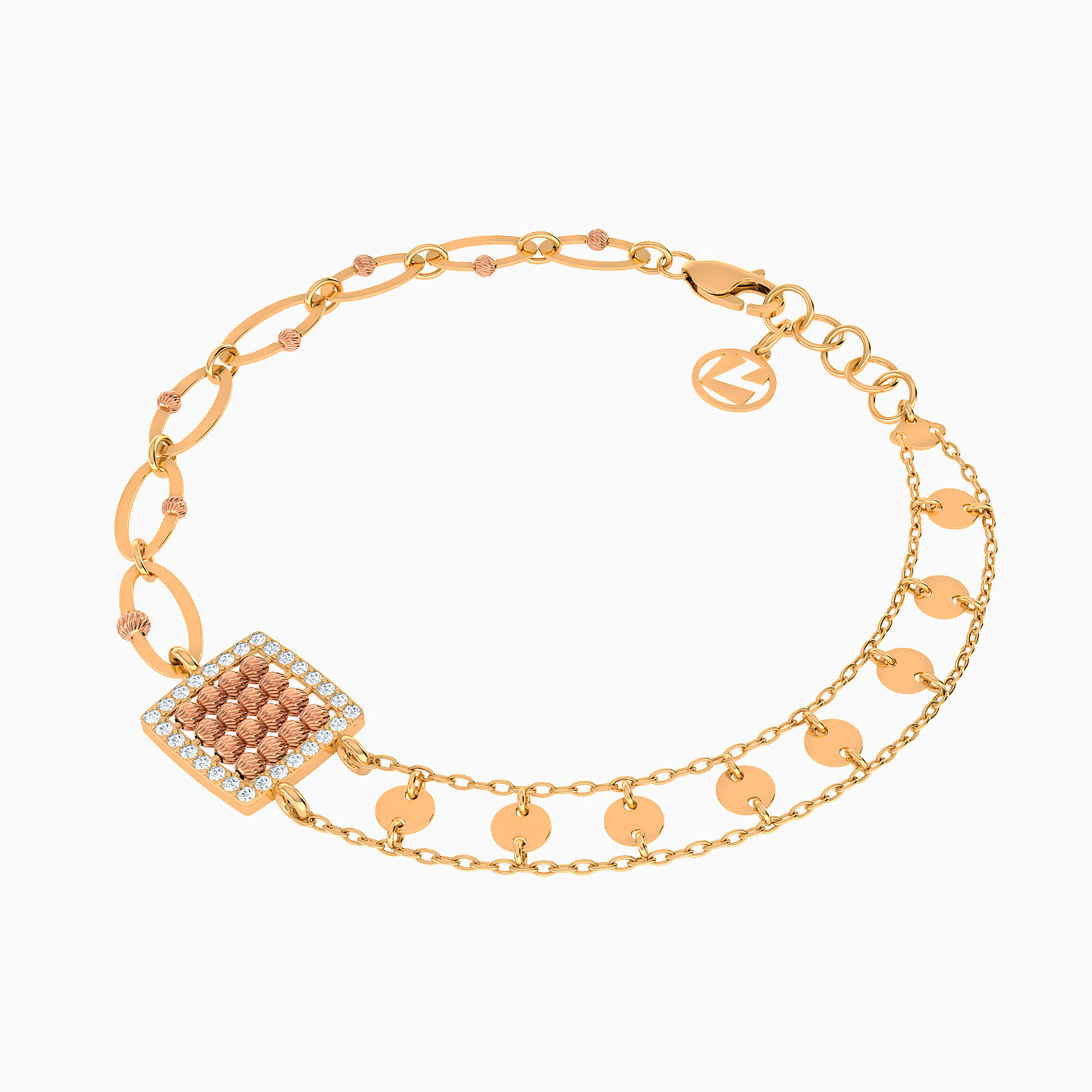 21K Gold Cubic Zirconia Chain Bracelet - 2