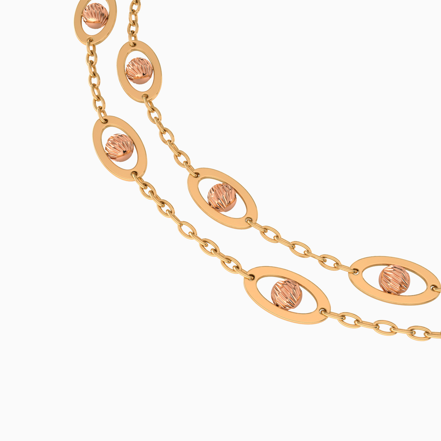 Beaded Chain Bracelet in 21K Gold - 3 Beaded Chain Bracelet in 21K Gold - 3