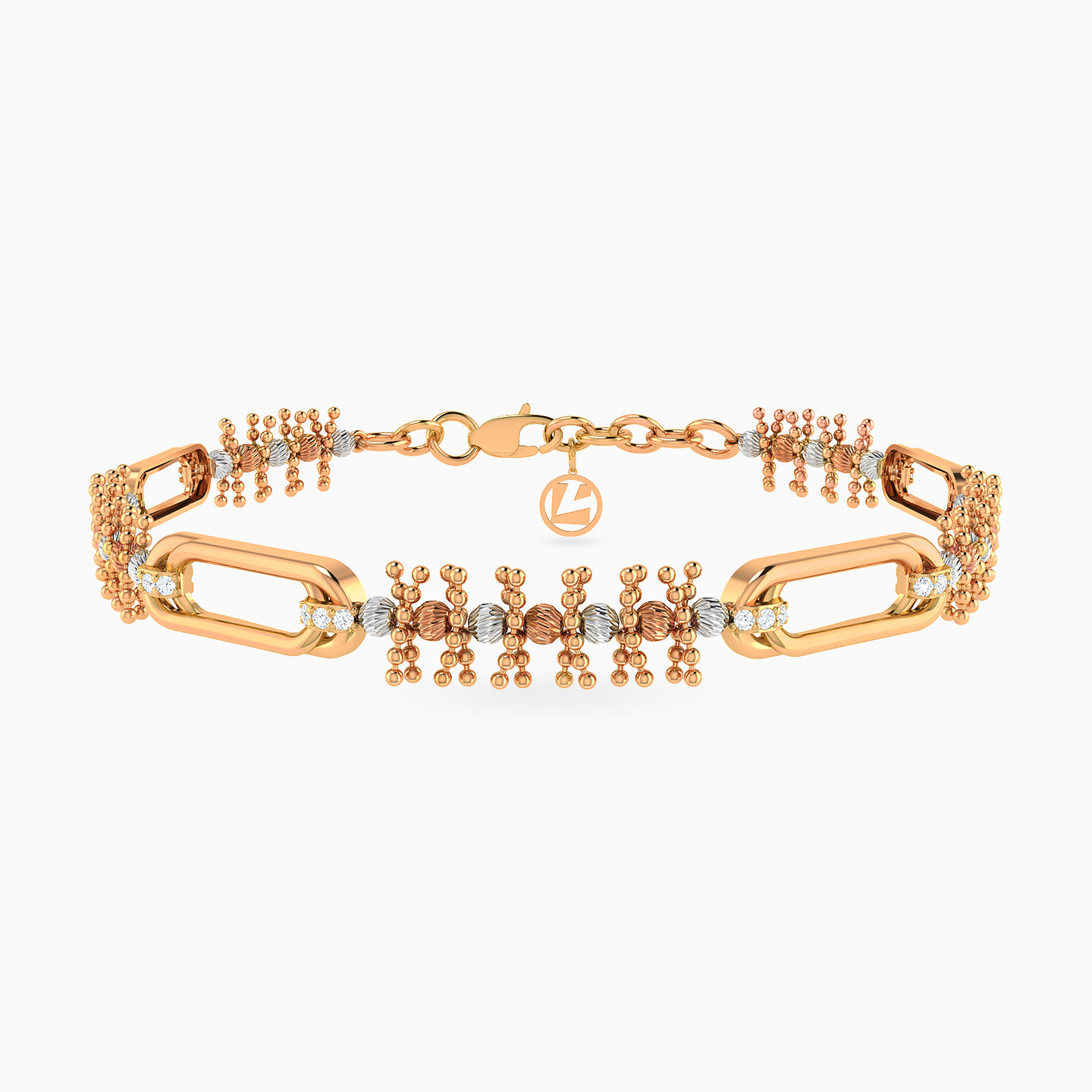 Beaded Cubic Zirconia Chain Bracelet in 21K Gold Beaded Cubic Zirconia Chain Bracelet in 21K Gold