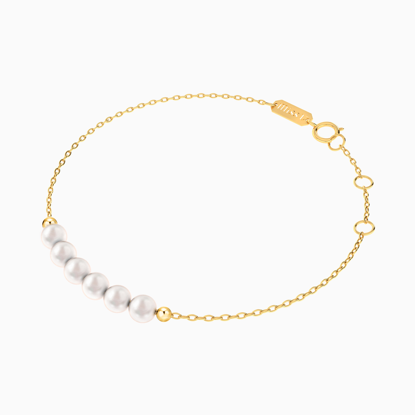 Round Pearls Chain Bracelet in 18K Gold - 2