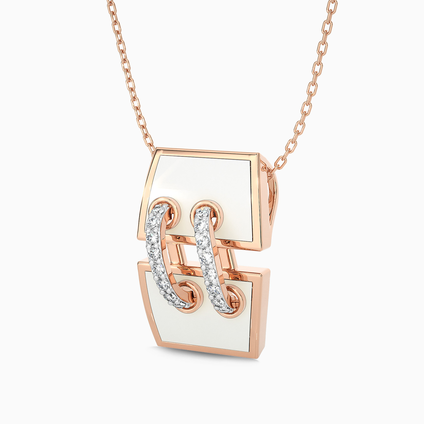 Link Diamond & Enamel Coated Necklace in 18K Gold - 3 Link Diamond & Enamel Coated Necklace in 18K Gold - 3