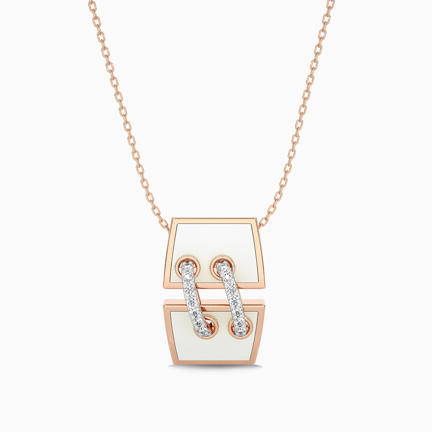Link Diamond & Enamel Coated Necklace in 18K Gold - 2 Link Diamond & Enamel Coated Necklace in 18K Gold - 2