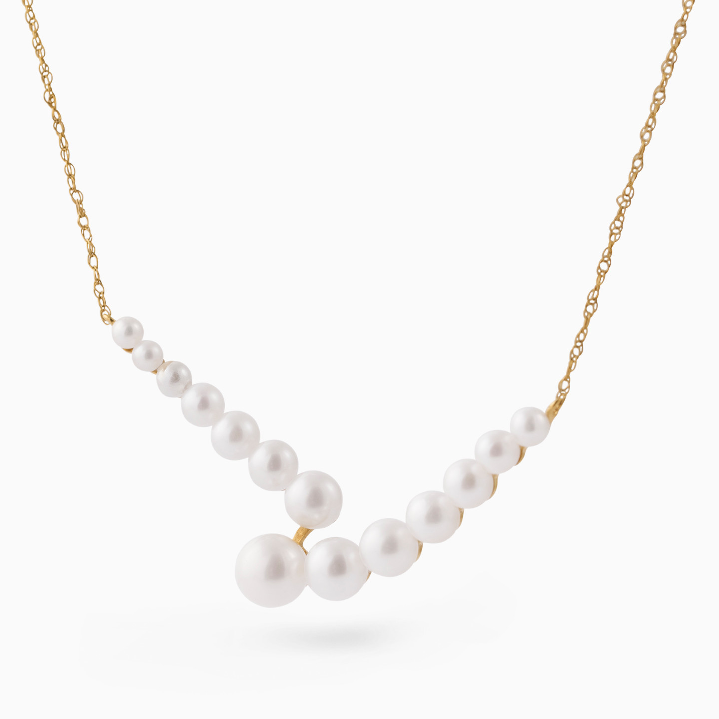Round Pearl Necklace in 18K Gold - 3 Round Pearl Necklace in 18K Gold - 3