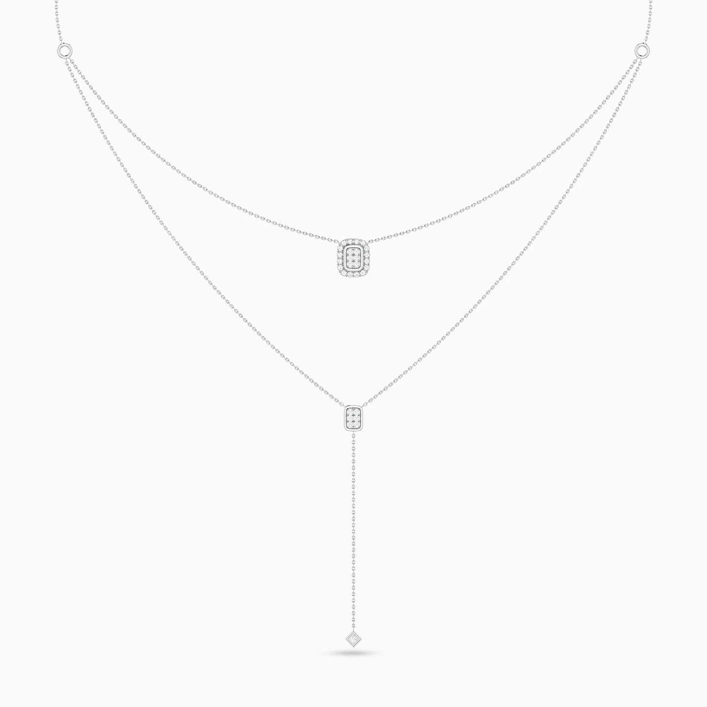 Square Diamond Layered Necklace in 18K Gold Square Diamond Layered Necklace in 18K Gold