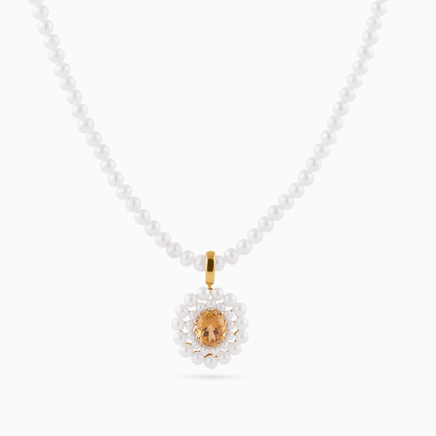 Flower Orange Stone Necklace in 18K Gold - 2 Flower Orange Stone Necklace in 18K Gold - 2