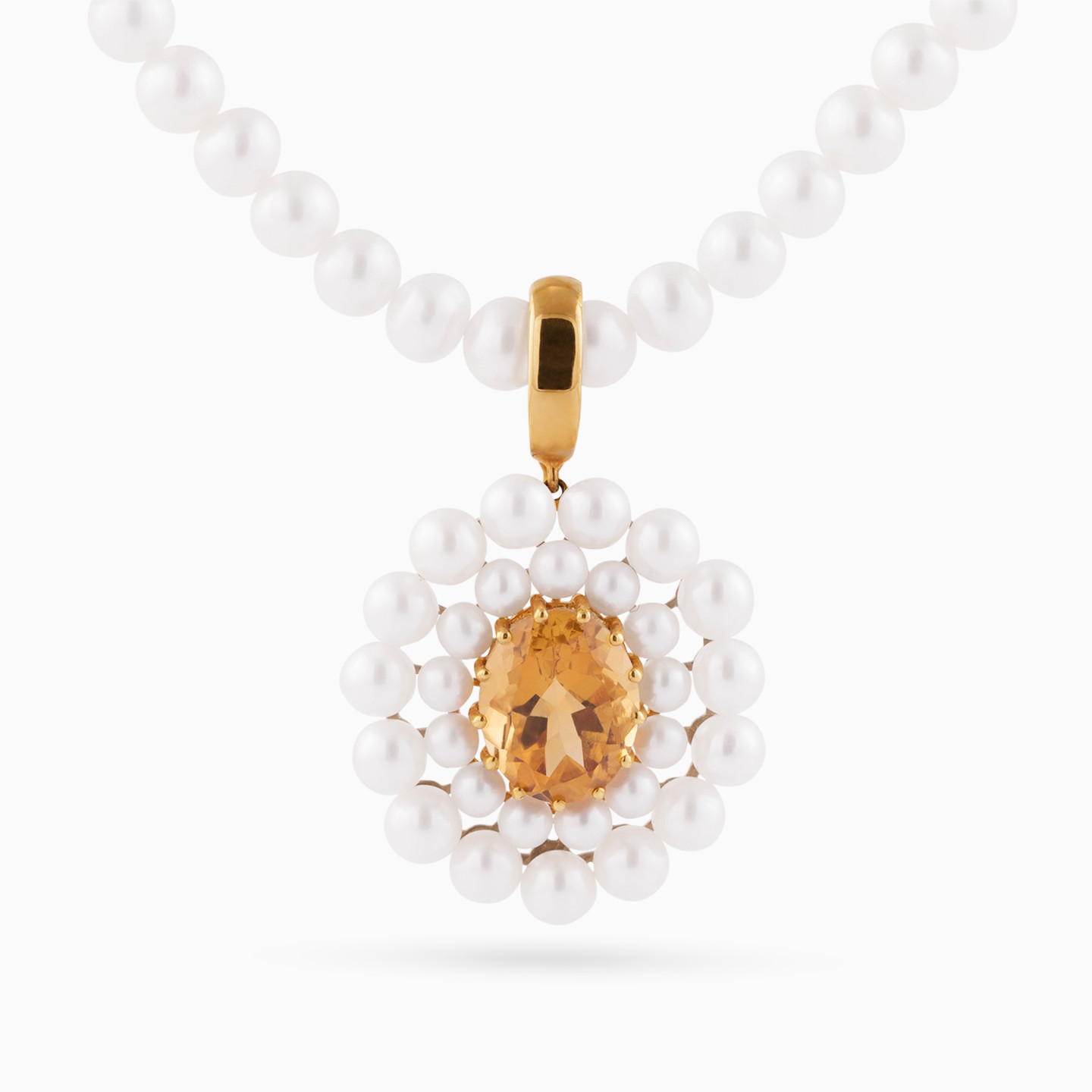 Flower Orange Stone Necklace in 18K Gold - 3 Flower Orange Stone Necklace in 18K Gold - 3