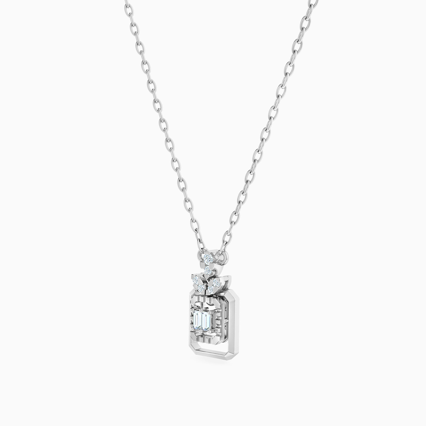 Rectangle Diamond Necklace in 18K Gold - 2 Rectangle Diamond Necklace in 18K Gold - 2