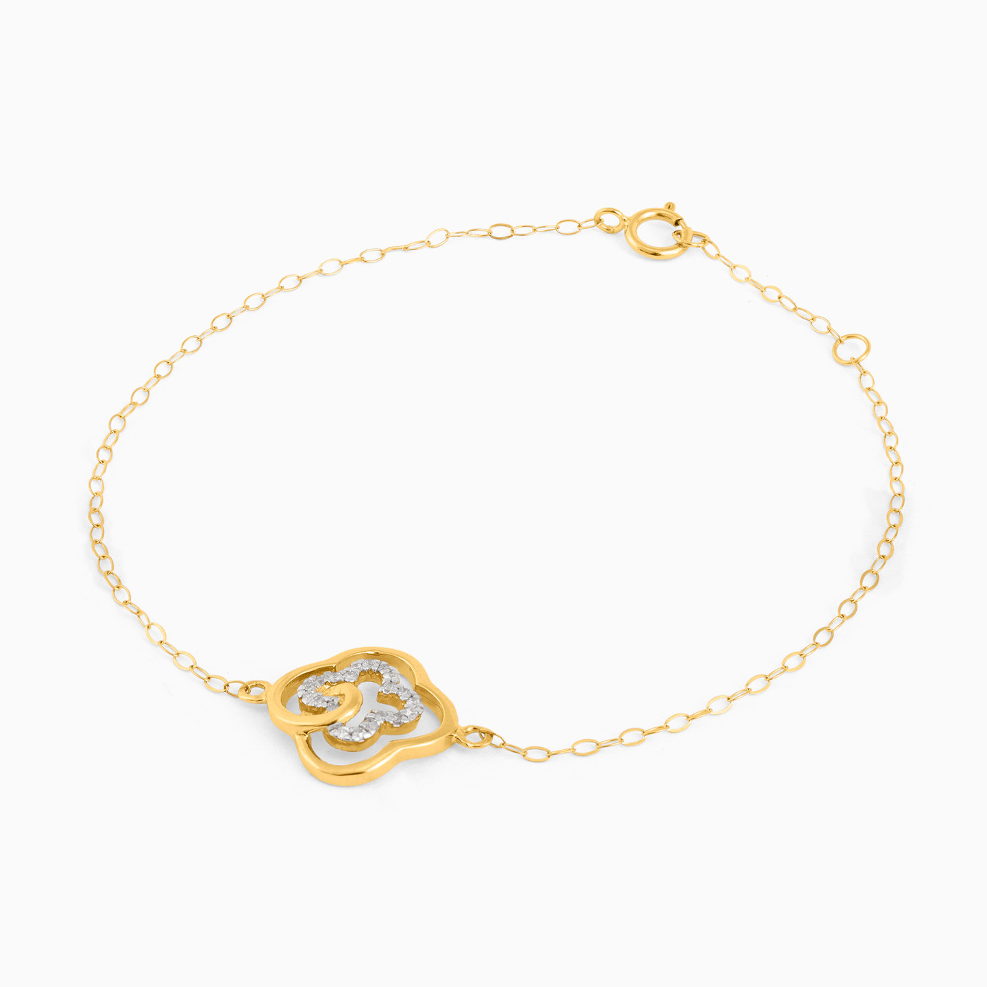 Clover Diamond Chain Bracelet in 18K Gold - 3 Clover Diamond Chain Bracelet in 18K Gold - 3
