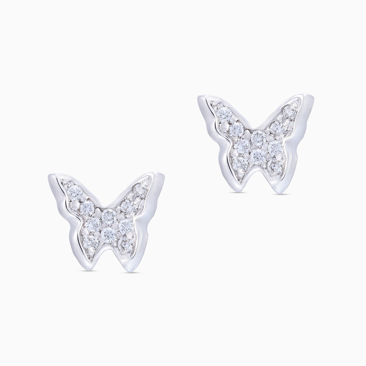 Kids Butterfly Diamond Stud Earrings in 18K Gold - 2 Kids Butterfly Diamond Stud Earrings in 18K Gold - 2
