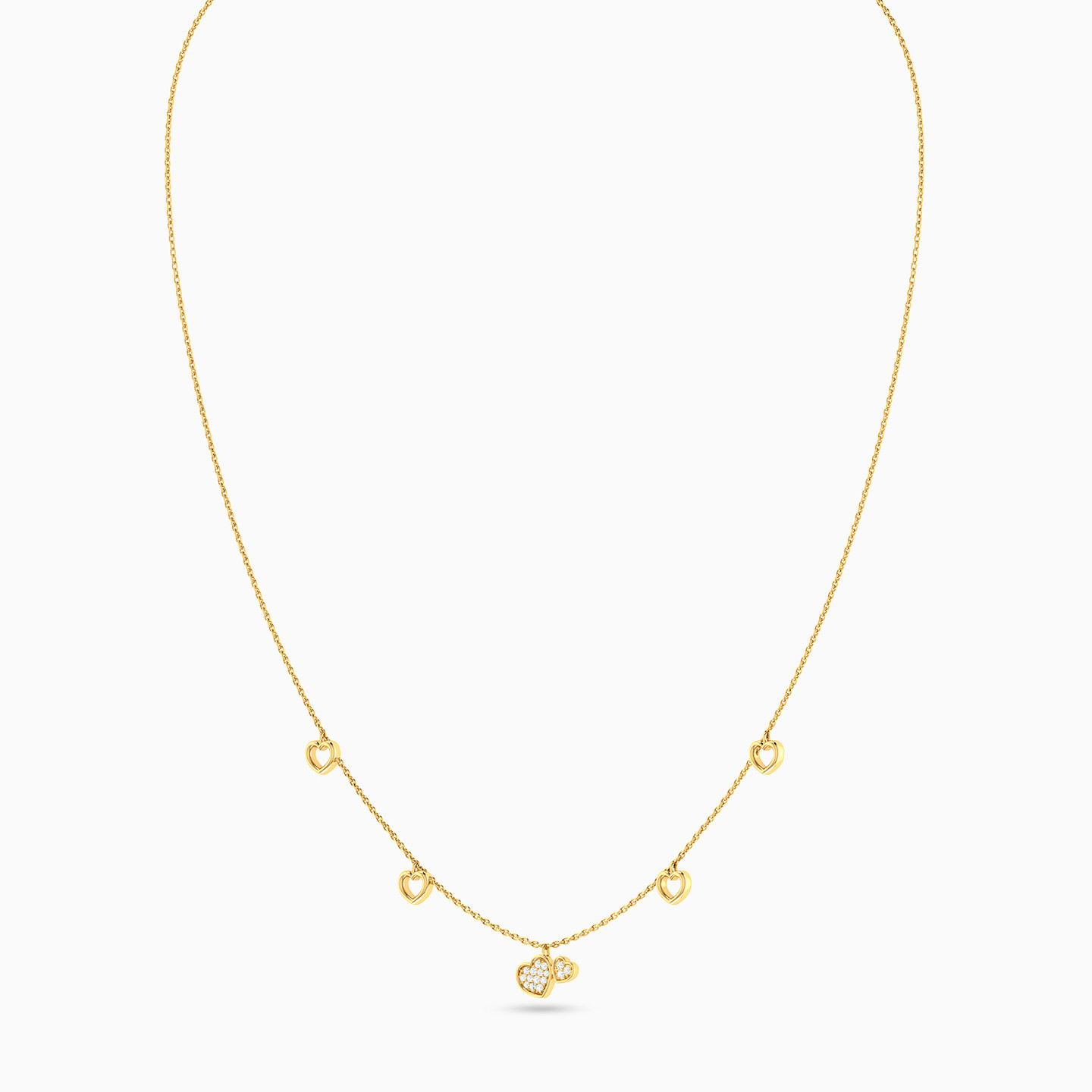 Heart Diamond Chain Necklace in 18K Gold - 3