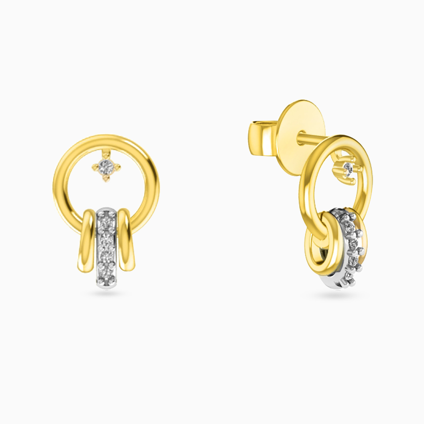 18K Gold Diamond Drop Earrings - 2