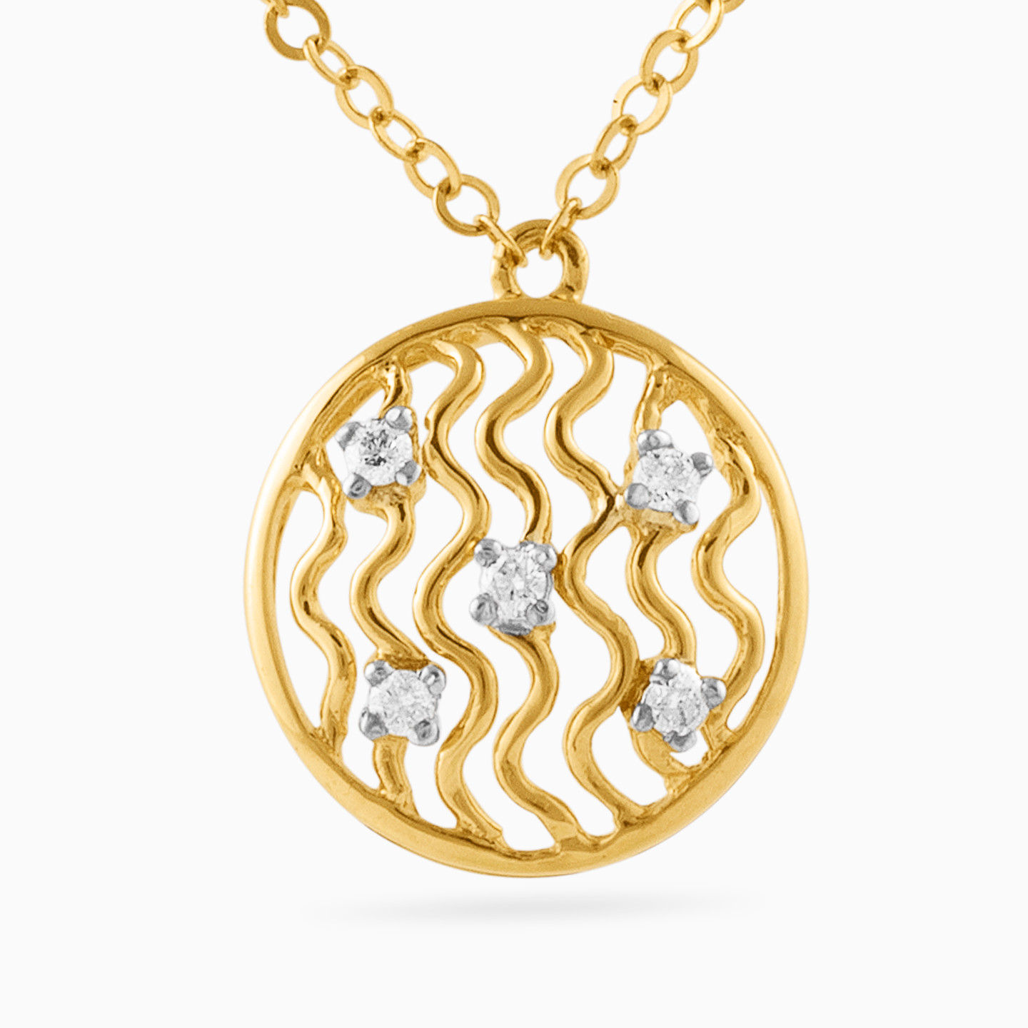 Circle Diamond Necklace in 18K Gold - 2 Circle Diamond Necklace in 18K Gold - 2