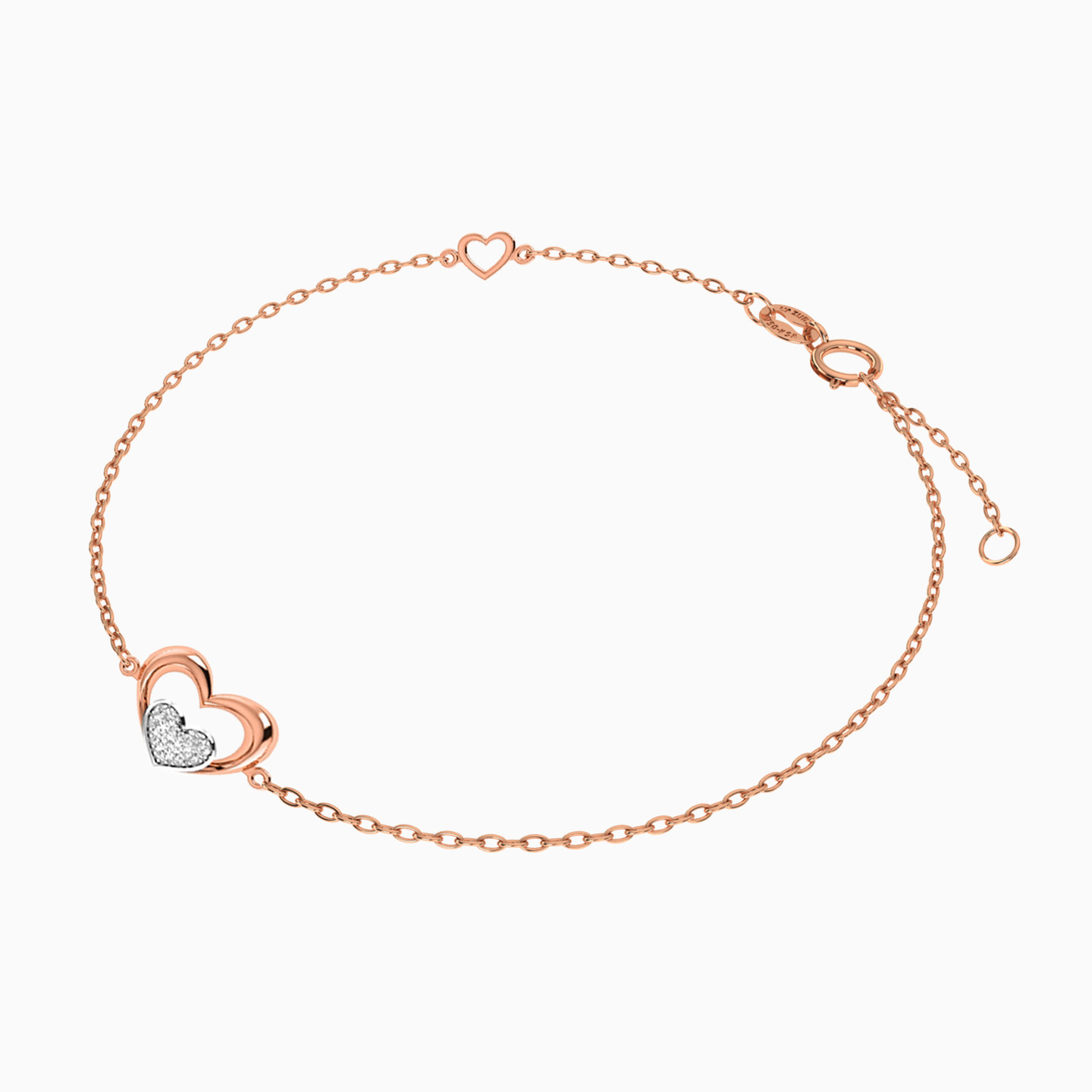 Heart Diamond Chain Bracelet in 18K Gold - 2 Heart Diamond Chain Bracelet in 18K Gold - 2