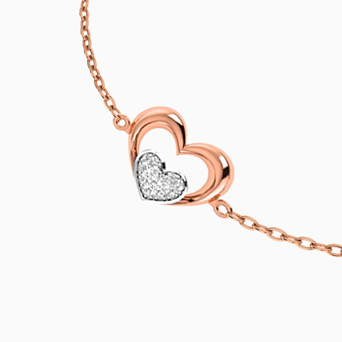 Heart Diamond Chain Bracelet in 18K Gold - 3 Heart Diamond Chain Bracelet in 18K Gold - 3