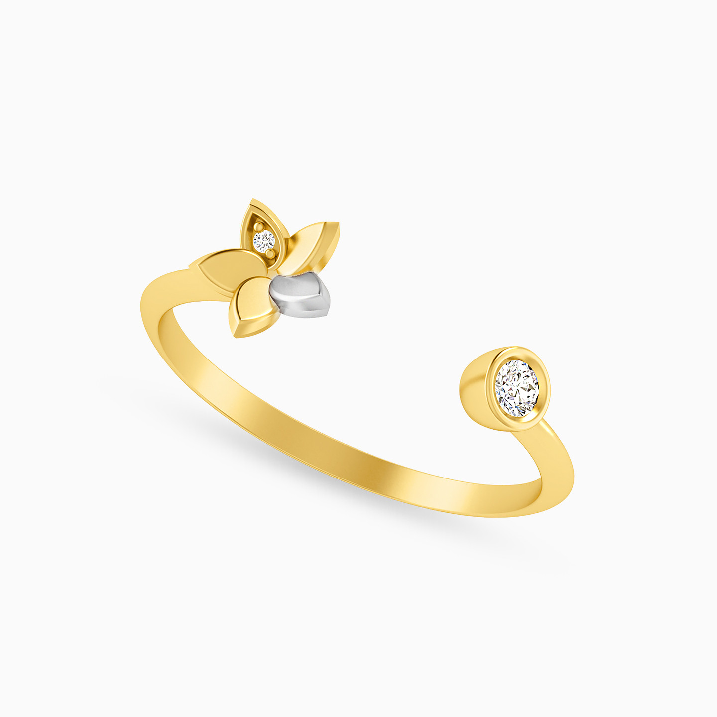 Flower Diamonds Two-headed Ring in 18K Gold - 2 Flower Diamonds Two-headed Ring in 18K Gold - 2