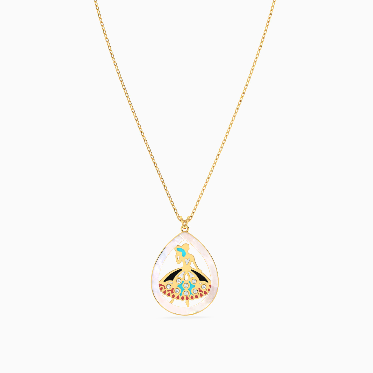 18K Gold Diamond & Enamel Coated Pendant Necklace - 3