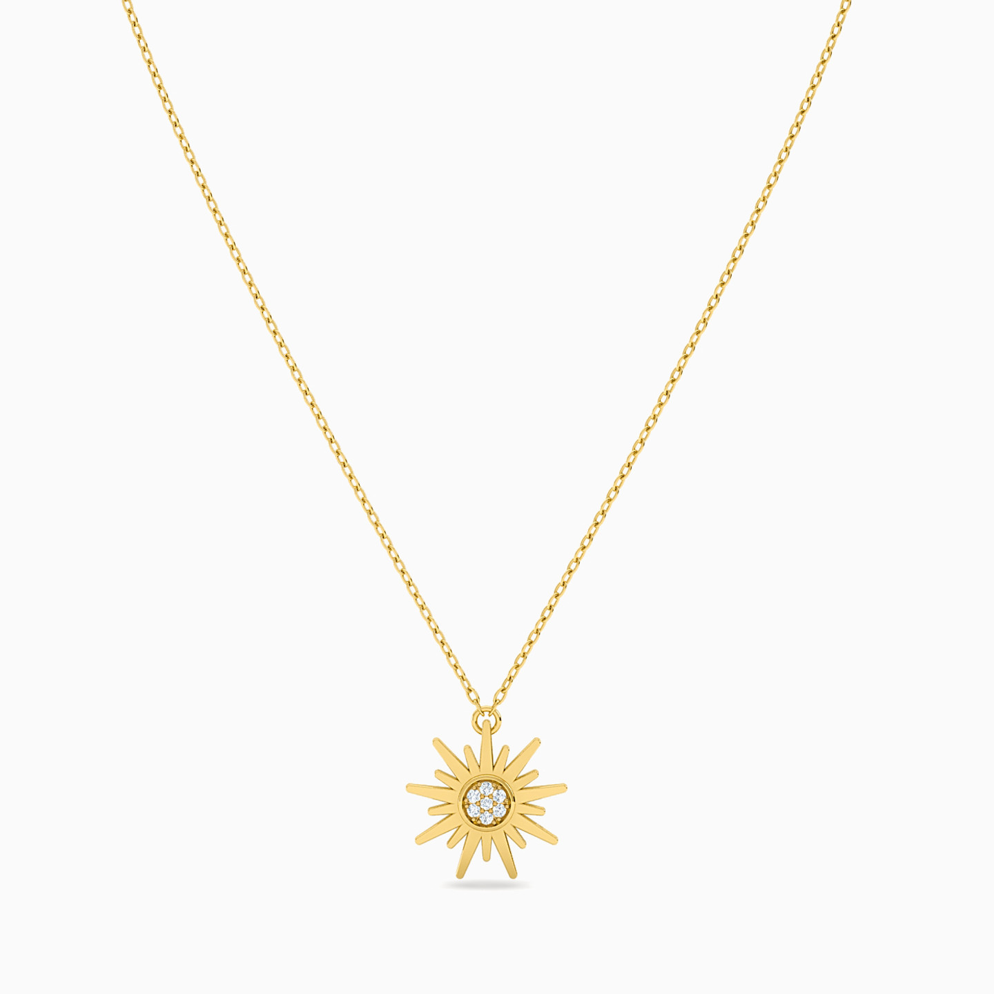 Sun Diamond Necklace in 18K Gold - 3 Sun Diamond Necklace in 18K Gold - 3