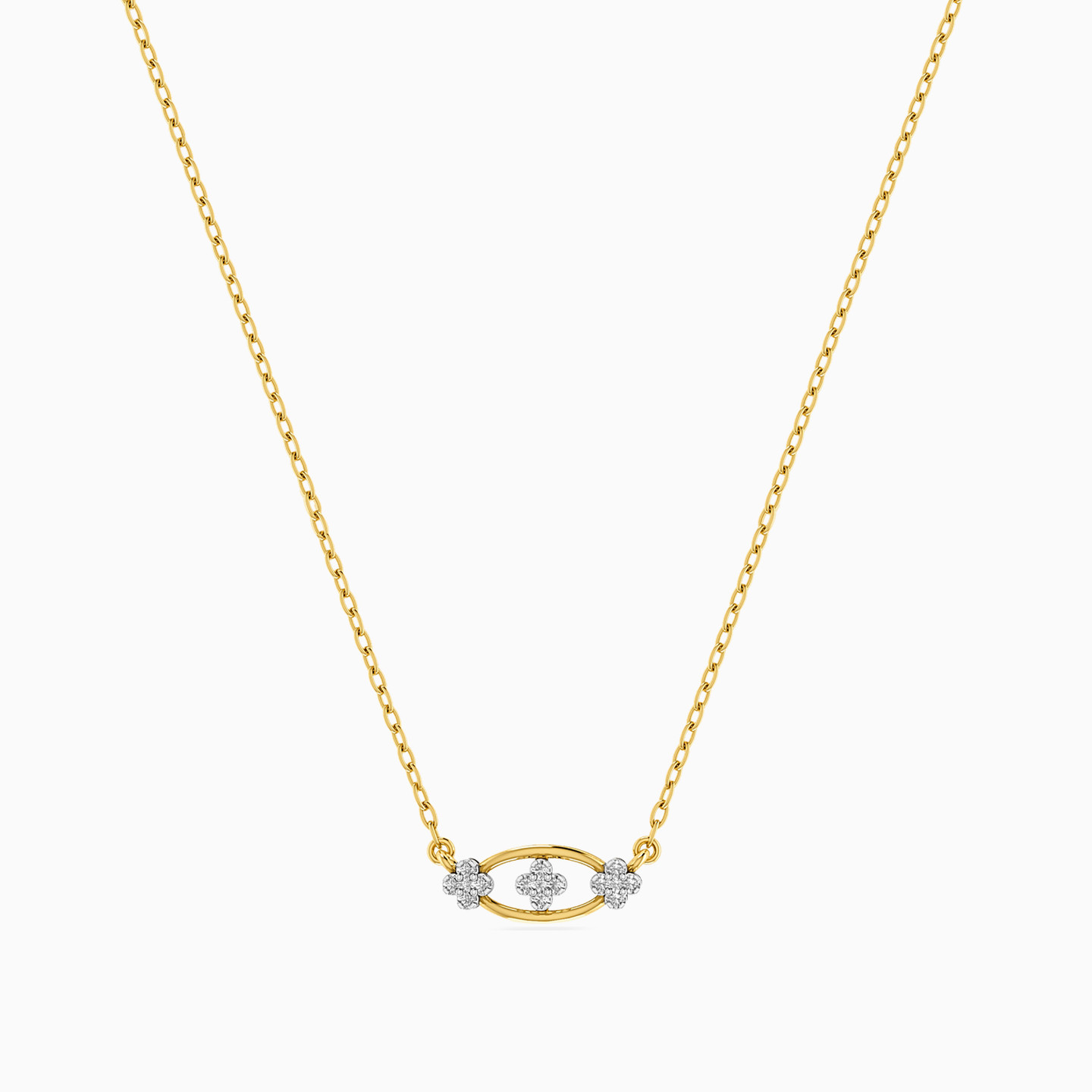 Oval Diamond Necklace in 18K Gold - 2 Oval Diamond Necklace in 18K Gold - 2