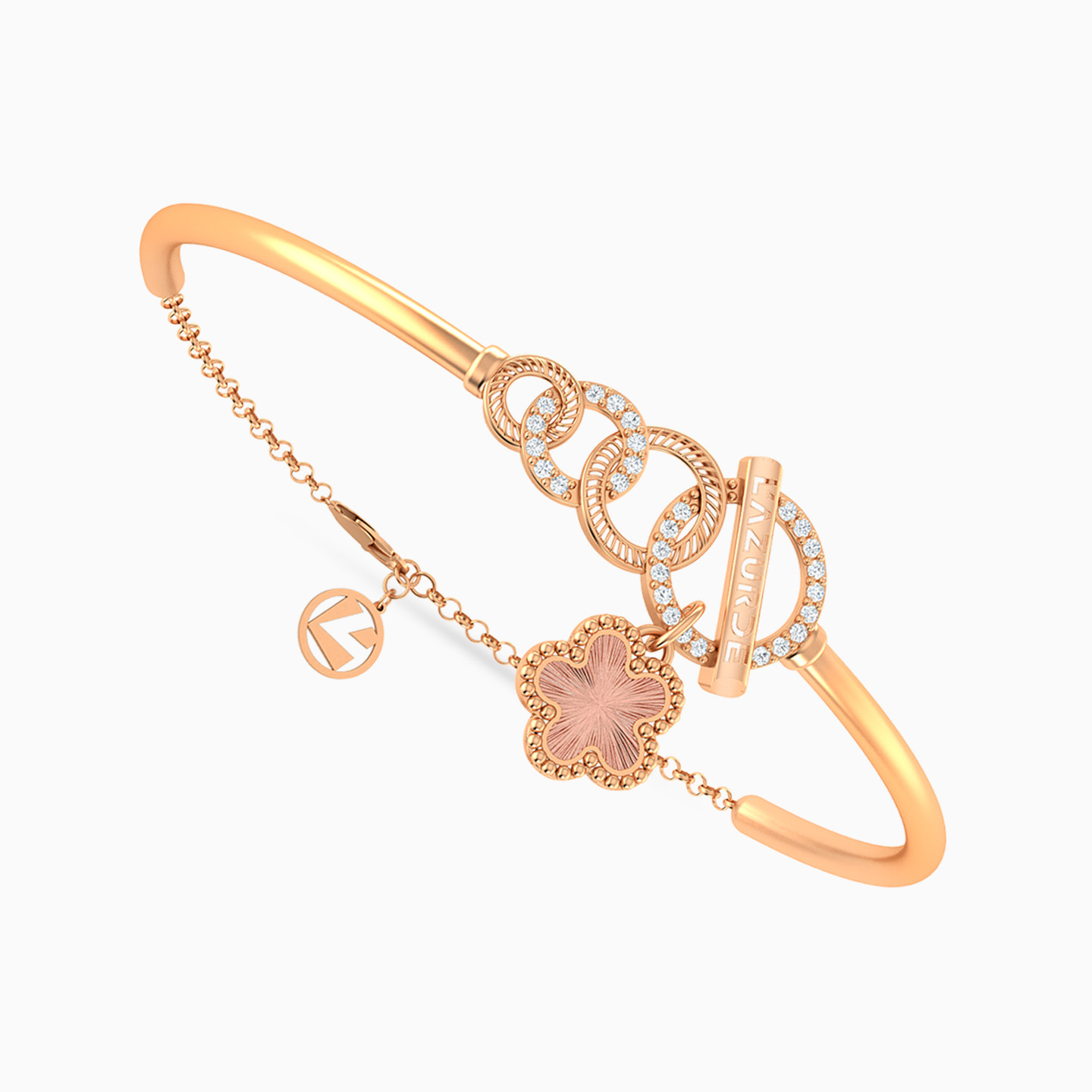 Flower Cubic Zirconia Full Set in 21K Gold (2 Pieces) - 2 Flower Cubic Zirconia Full Set in 21K Gold (2 Pieces) - 2