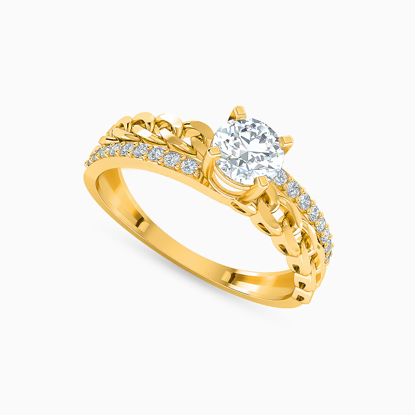 Circle Cubic Zirconia Ring in 21K Gold - 2 Circle Cubic Zirconia Ring in 21K Gold - 2