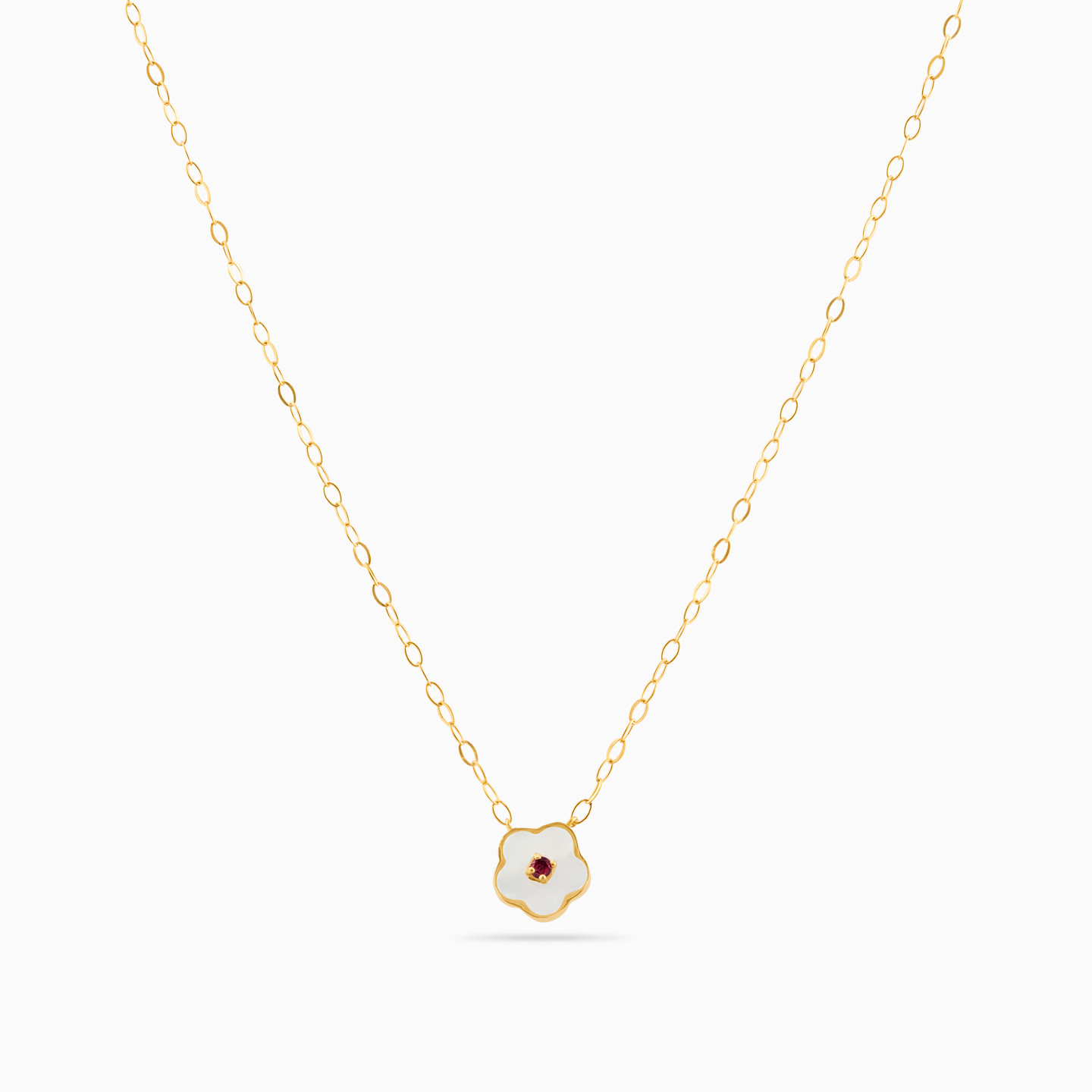 Kids Flower Colored Stones Necklace in 18K Gold - 3 Kids Flower Colored Stones Necklace in 18K Gold - 3