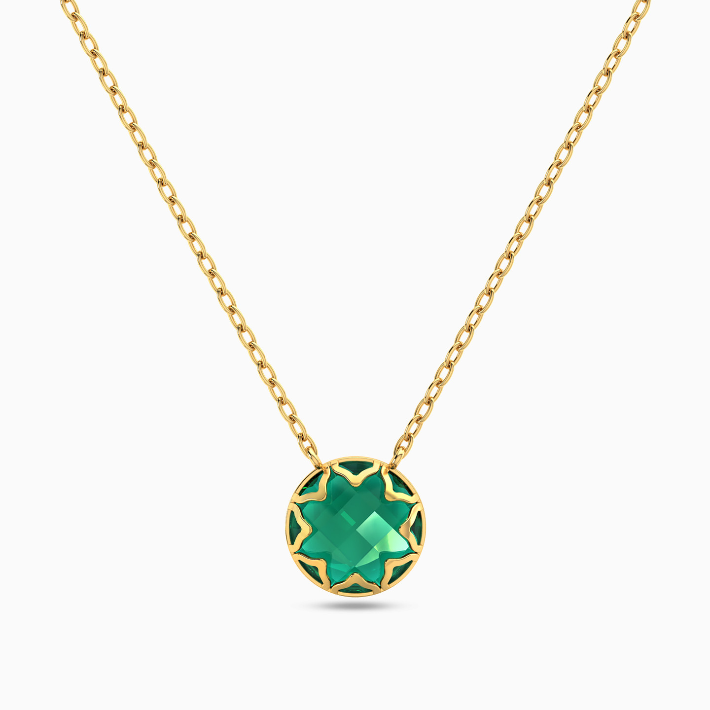 Circle Green Stones Necklace in 18K Gold Circle Green Stones Necklace in 18K Gold