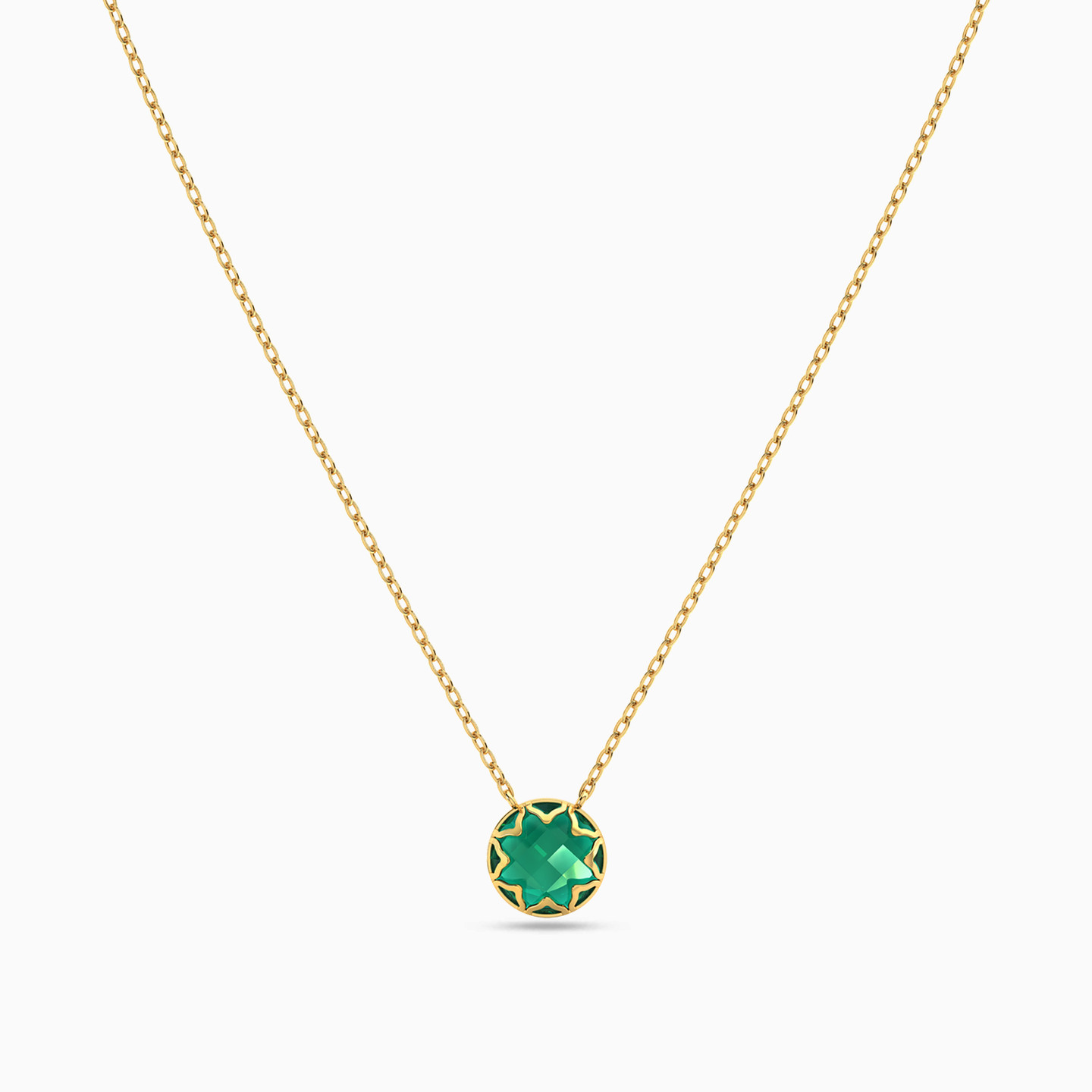 Circle Green Stones Necklace in 18K Gold - 3 Circle Green Stones Necklace in 18K Gold - 3