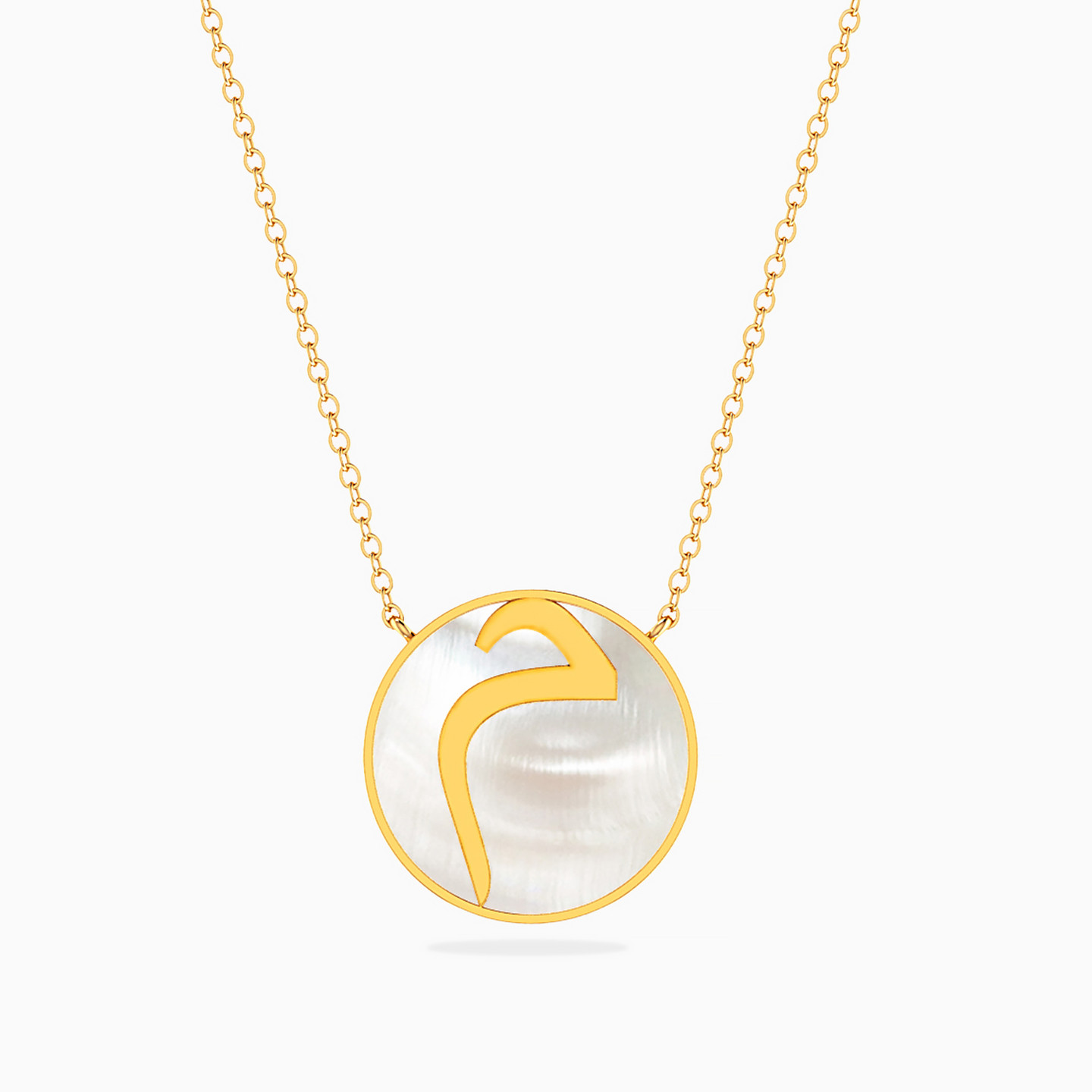 Letter Meem Pearls Pendant with 18K Gold Chain