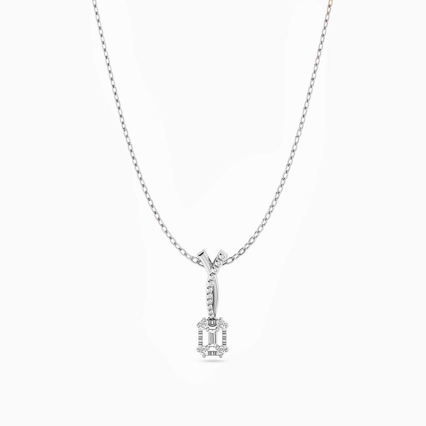 Square Diamond Necklace in 18K Gold - 3 Square Diamond Necklace in 18K Gold - 3
